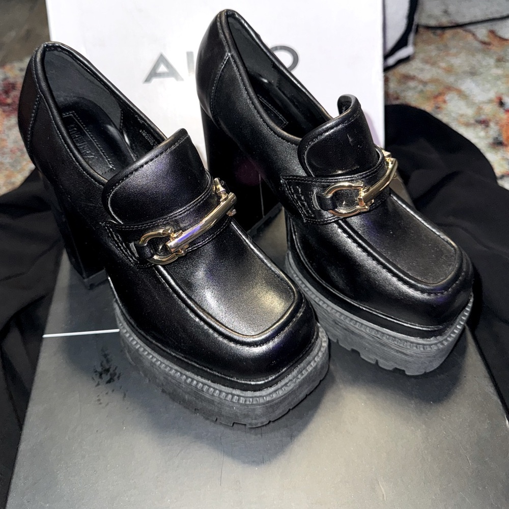 Black Platform Thick Heel